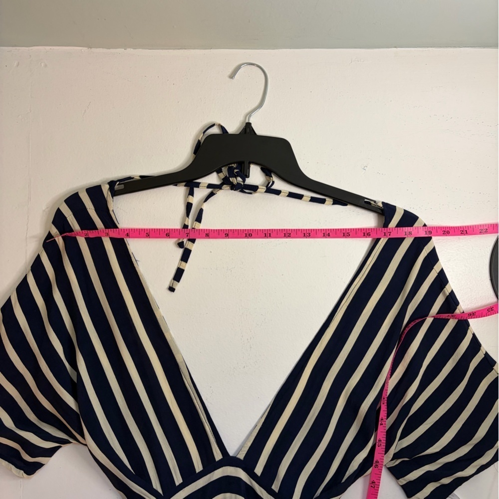 Faithful The Brand Milan Midi Dress Navy Mazur Striped size 4 - Picture 9 of 11
